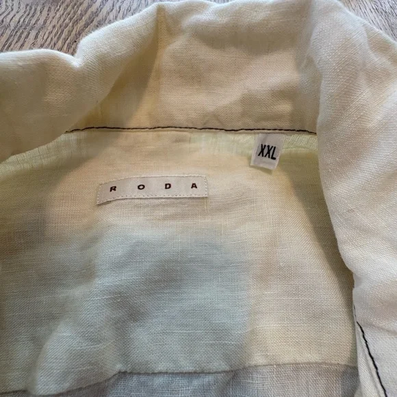 RODA Luxury Denim 100% Linen Shirt Men’s Modern Fit XXL Ivory - Picture 5 of 8